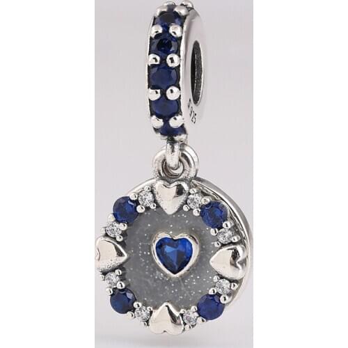 Authentic S925 Silver Dazzling Love Heart With Crystal Pendant Bead Charm fit Lady Bracelet Bangle DIY Jewelry