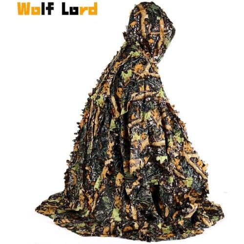 3D Leafy Poncho Jungle Ghillie Suits Men Women Hunting Camouflage Bionic Adult Kids Airsoft Military Tactical Wargame Clothes