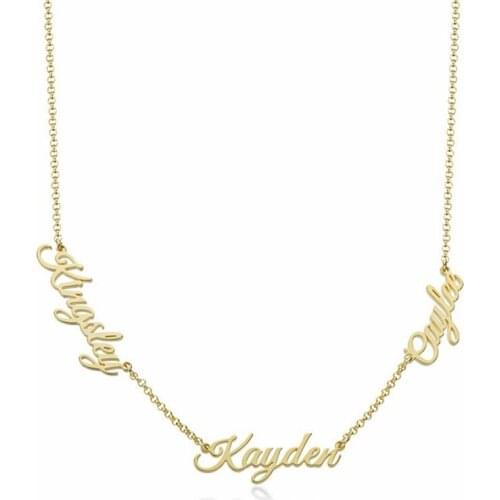 Personalized Custom Neckalce Customized Three Name Pendant Necklace Plated Sterling Any Names Necklaces for Women Mothers Day