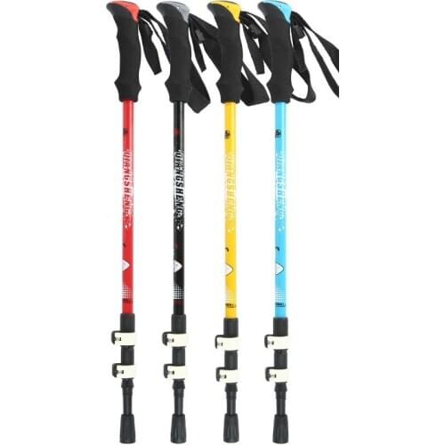 Selling Straight Handle External Lock Telescopic Hand Climbing Stick Three Section Outdoor Walking Walking Outdoor Camping Tool