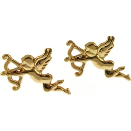 New Vintage Antique Bronze Cupid Charms Stud Earrings Angel Cupid Figure Handcraft Pendant Earring Girl Womens Jewelry