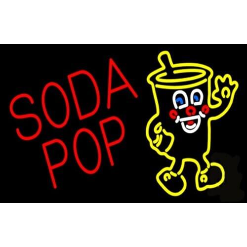 SODA POP Glass Custom Handmade Real Glass Tube Drink Bar KTV Store Cinema Shop Advertise Decoration Display Neon Sign 24"X20"