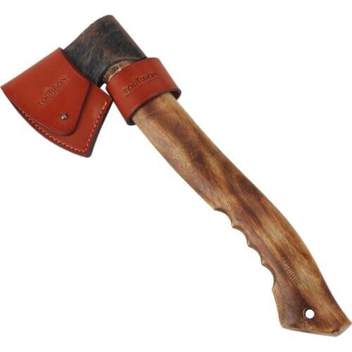 Tourbon Hunting Ax Blade Sheath Hatchet 10CM Holder Axe Head Cover Loop for Belt Brown Thick Genuine Leather(Not Include Ax)