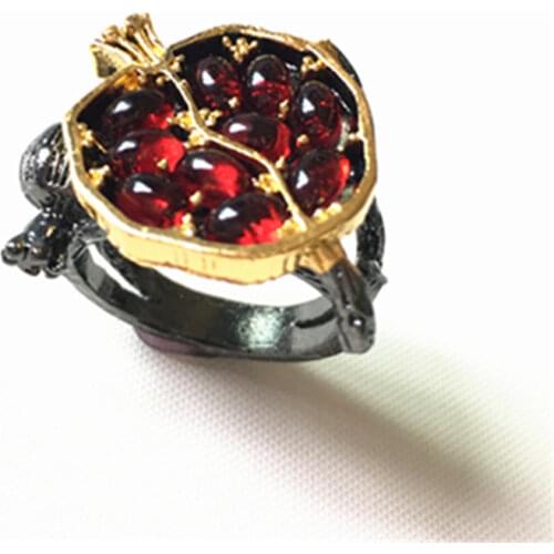 Milangirl Vintage Red Garnet Rings Women Wedding Party Jewelry Birthday Present