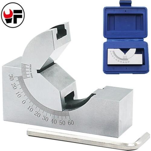 High Precision Angle V Block 0 to 60 Degree Pad Adjustable Micro Angle Sine Gauge With Wrench For Power Tools Measurement D1029