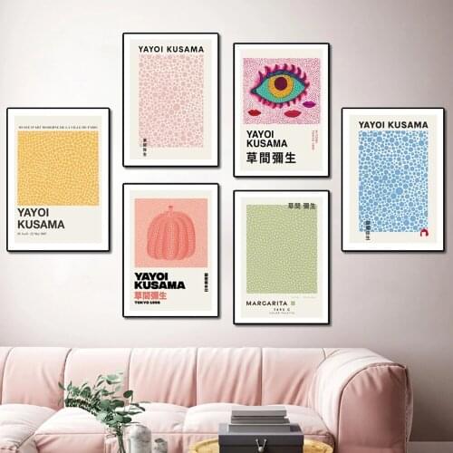 Japanese Yayoi Kusama Pumpkin Polka Dot Decoration Mural Nordic Abstract Poster and Wall Art Prints for Modern Home Decor