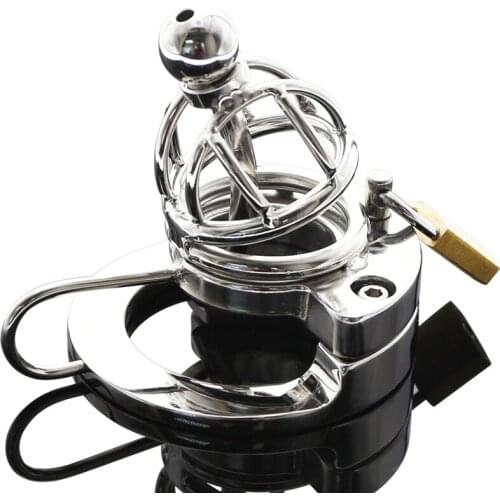 Lockable Penis Lock Stainless Steel Cock Cage Penis Ring Chastity Device Belt Tool Restraint Sex Toys for Men BS075 40/45/50mm