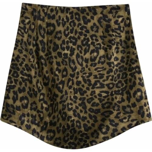 Hot Sale Women Vintage Leopard Print Satin Mini Skirt Casual Female Clothes P2286