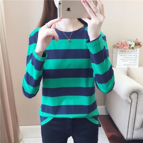 2019 autumn new clothes womens trend striped long-sleeved T-shirt female loose casual fashion sexy bottoming shirt women