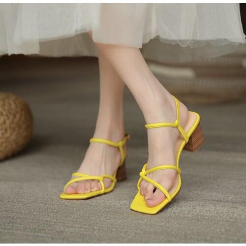 QZYERAI New Summer Genuine Leather Women Sandals High Heels Fine with Fashion Wedding Party Shoes Cowhide Sandals Pumps