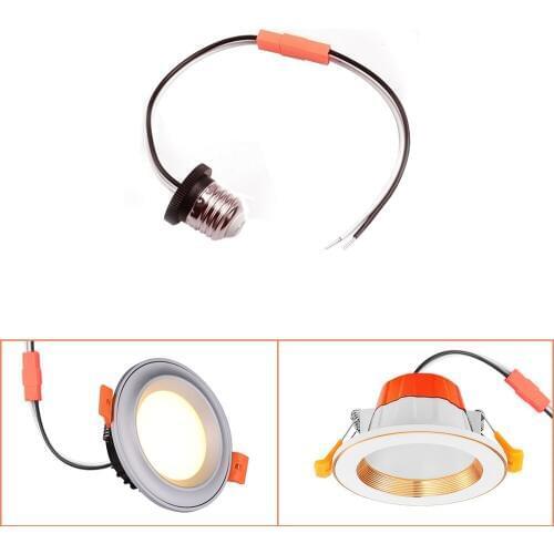 1pair E26 E27 600V 6A Quick Wire Connector for LED Downlight to Power Ballast Plug Cable Male to Famale with E26 E27 Lampholders