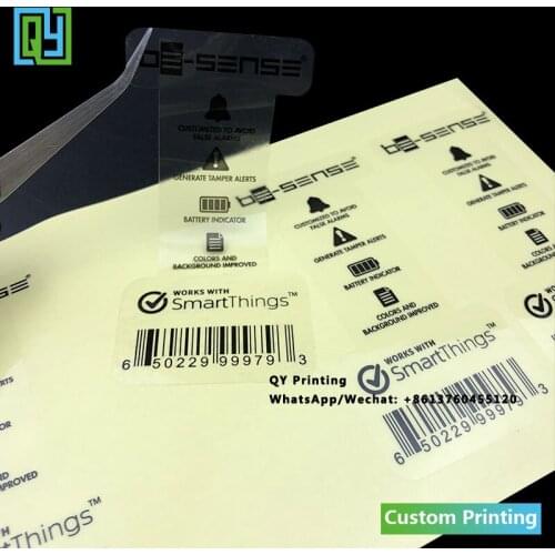 1000pcs 53x110mm free shipping custom vinyl stickers die cut UPC code transparent PET waterproof logo brand mark seal labels tag