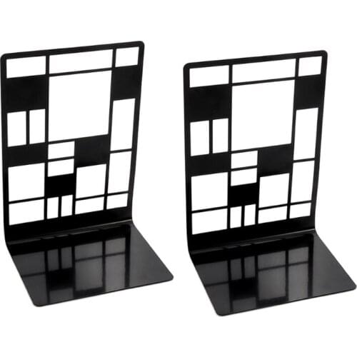 2 Pcs/Pack Stylish Premium Metal Bookends Creative Hollow-out Book Stands Creative Gift Non-Slip Bookends Book Supports