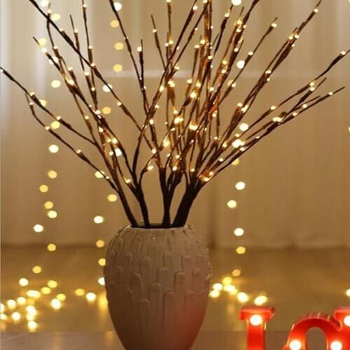 20 LED Battery Power Simulation Orchid Branch Light Vase Filler Flower Willow Branch Fairy Light Garland Home Decoration