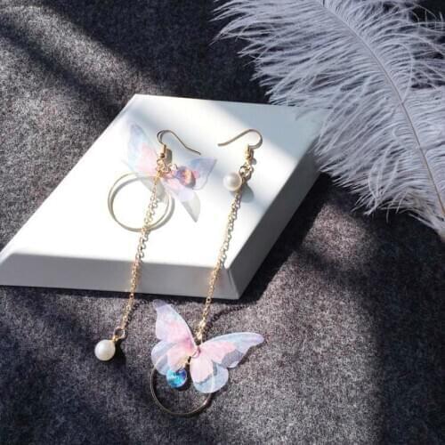 2019 Korean Jewelry Retro Asymmetric Butterfly Earrings Long Wings Circle Earrings Fashion Jewelry Earrings For Women Oorbellen
