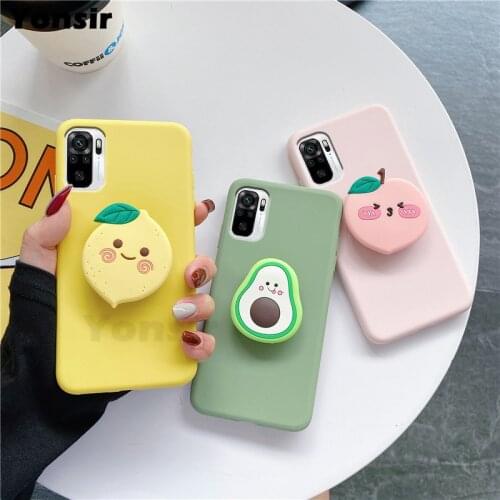 3D Silicone Cartoon Phone Holder Case For Redmi Note 10 4G Pro Max 9S 8T 9T 9C 9A 8 Stand Back Cover Anti-fall Protect Cases