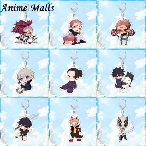 Anime Jujutsu Kaisen Gojo Satoru Keychains Yuji Itadori Megumi Fushiguro Nobara Kugisaki Acrylic Double Sided Key Ring Gift