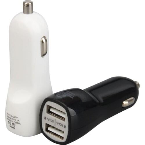 Mini Dual Usb Car Charger Car-styling USB Charger for Phone 2 Port USB Fast Car-Charger for IPad Mobile Phones 100pcs