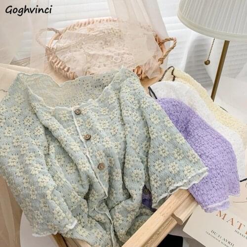 Blouse Women Fashion Short Sleeve Floral Sweet Hollow Out Summer Elegant O-neck Thin Chic Comfort Korean Style Leisure Girls Ins