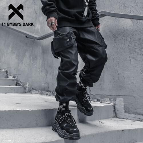 11 BYBBS DARK streetwear patchwork pockets Cargo Pants Man Hip Hop Tactical Function Pants Harajuku Joggers Men Trousers Black