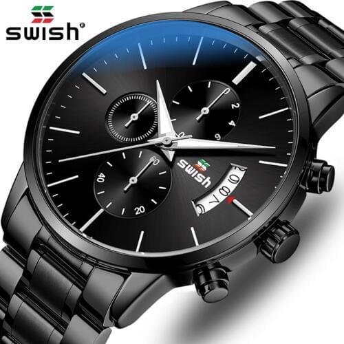 SWISH Watch Men 2020 Waterproof Stainless Steel Fashion Sport Quartz Watch Clock Mens Watches Top Brand Luxury Man Wristwatch