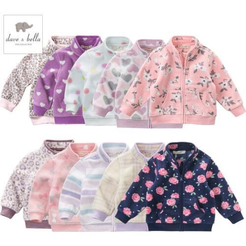 DB396 davebella spring autumn toddler girls clothes children Multicolor high quality coat
