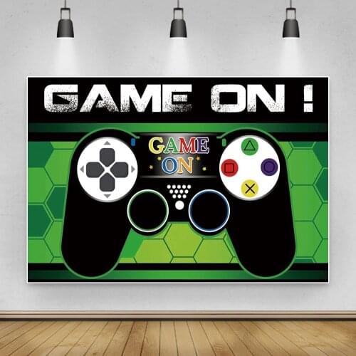 Baby Cartoon Backgrounds For Photography Level Up Game On Gamepad Party Decor Banner Photographic Backdrop Photocall Photostudio