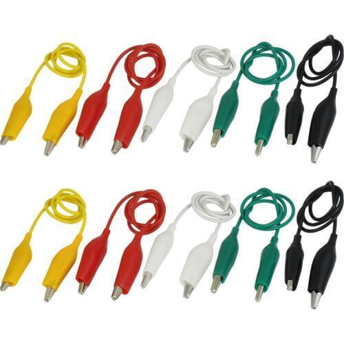 IMC Hot 10Pcs 5-Colors Double Ended Alligator Clips Test Lead Jumper Wire 50cm
