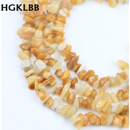 HGKLBB Irregular Natural Stone Yellow Aventurine Gravel beads 86cm 33'' strand Chips Loose bead for Jewelry making bracelet DIY