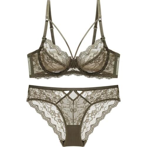 HONVIEY Bralette Full Lace Womens Clothes Sexy Bra Set Wirefree Softwear Underwear Set Girl Bra and Panties Big Size ABCD