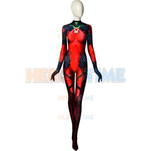 D.Va Fiery Cosplay Costume Hana Song Fiery DVA Plugsuit Superhero Halloween Bodysuit Adults Kids Zentai Second Skin Suit