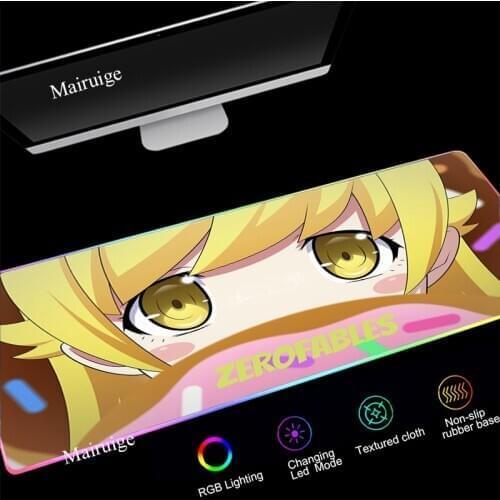 Mairuige Anime Mouse Pads RGB LED Keyboard Computer PC Desk Pad Cute Girl Printed Mats for Gamer Accessories Xxl Mousepad