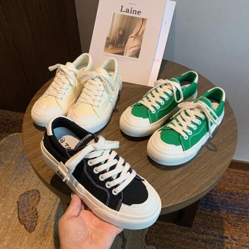 Fashion White Canvas Shoes Women Low Cut Vulcanized Shoes 2021 New Green Breathable Platform Sneakers Ladies Zapatillas Mujer
