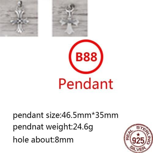 B88 S925 sterling silver pendant retro personality double cross letter shape wild pendant punk hip-hop style gift for friends