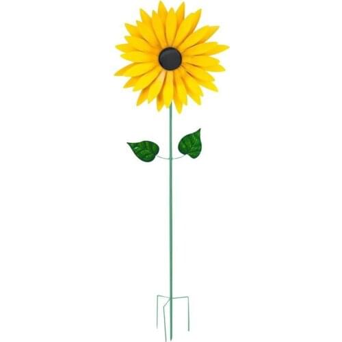Sunflower Windmill Metal Pinwheel Garden Stake Wind Sculptures for Balcony Patio Lawn Decoration Outdoor Yard Garden Ornament