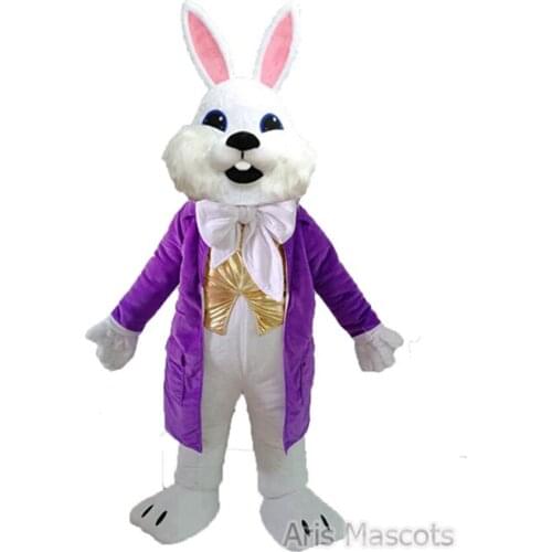 Lovely Easter Bunny Costume Adult Full Mascot Suit Plush Fursuit Rabbit Fancy Dress for Easter Holiday Events