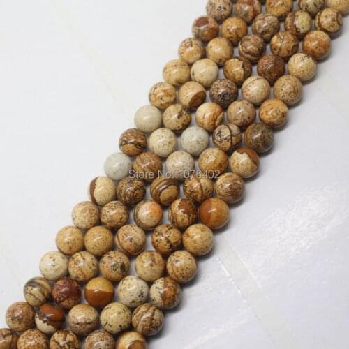 Mini. order is $7! Wholesale 47pcs! 8mm Natural Yellow Picture Jaspers Round Loose Beads