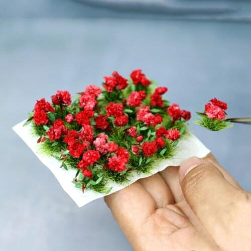HO Scale Miniature Model Flower Bush Multicolor Plant Flower Garden Decoration Doll House Grass Scene Layout