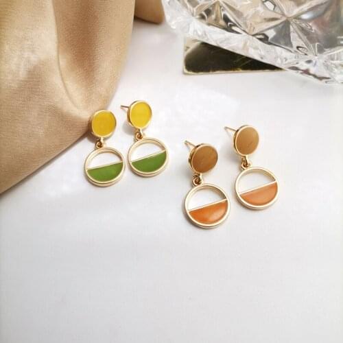 Mihan Trendy Jewelry Geometric Round Drop Earrings New Design Hot Selling Golden Color Drop Earrings For Girl Fine Accessories