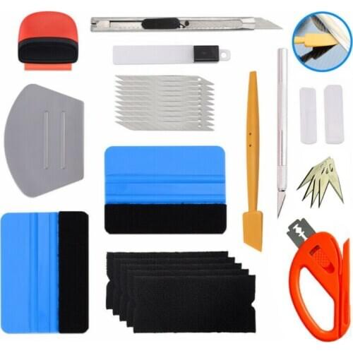 Car Film Wrapping Tools Kits Vinyl Blue Squeegee Cutter Blades Scraper