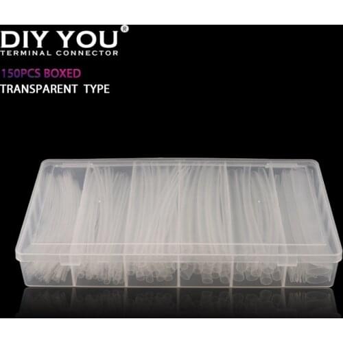150Pcs/Boxed Transparent Type Heat Shrink Tube Set Wire Cable High Quality Insulated Polyolefin Heat Shrink Tubing Sleeve Kit