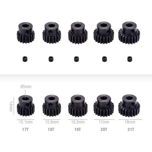 SURPASS HOBBY 5Pcs 32DP 5mm 13T 14T 15T 16T 17T 20T 21T Metal Pinion Motor Gear Set for 1/8 RC Car Truck Brushed Brushless Motor
