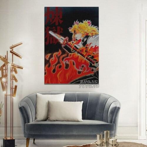 Kyojuro Rengoku Kimetsu No Yaiba Wall Art Canvas Decoration Poster Prints For Living Room Home Bedroom Decor Painting