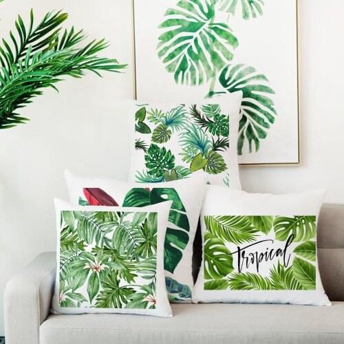 Tropical Leaf Monstera Cushion Cover 45*45cm Polyester Throw Pillows Sofa Home Decor Decoration Decorative Pillowcase for Room