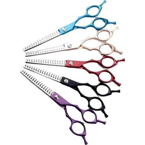 6.5 Inch 17 Teeth Straight Groomer Hair Shear JP 440C Stainless Steel Thinning Dog Scissors