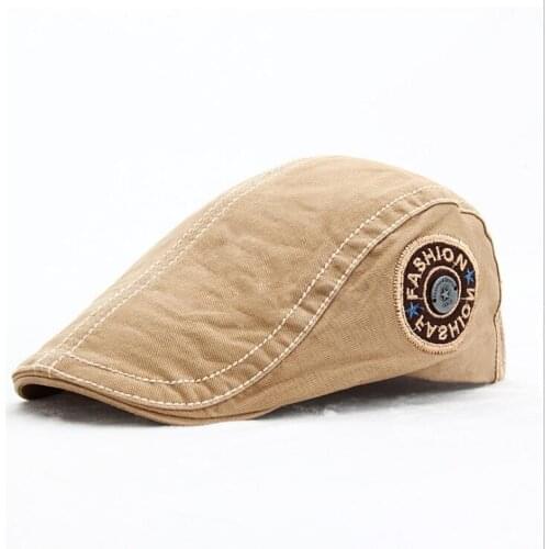 Autumn and winter mens embroidered beret hat womens fashion trendy caps