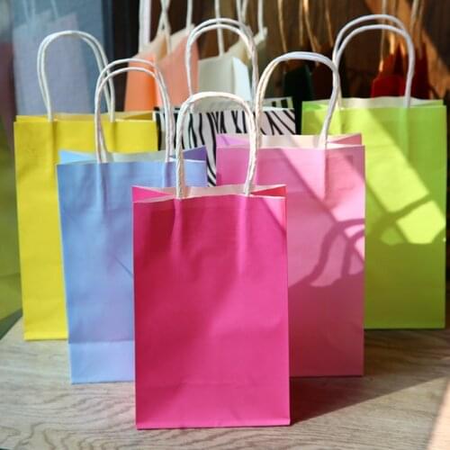 Kraft Gift Bag with Handles Wedding Decoration Paper Gift Bag for Jewelry Birthday Decoration Event Party Supplies 10pcs/lot