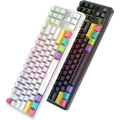 87 Keys Bluetooth Wired/Wireless Mechanical Keyboard for Ajazz K870T with RGB Backlit Type C Cable 2000mAh Battery NKRO for Game
