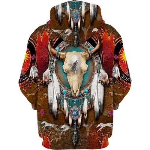 Indian Chief Native Tribal Totem Ethnic Hippie Men Women Pullover Hoodie Jackets Hooded Sweatshirt HSJ88
