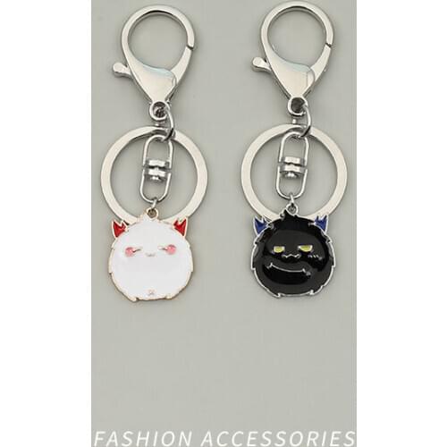 Handmade Cartoon Little Devil Couple Keychain Cute Car Keyring Bag Charm Pendant Fashion Metal KeyChains Trinket Gift Keyfob